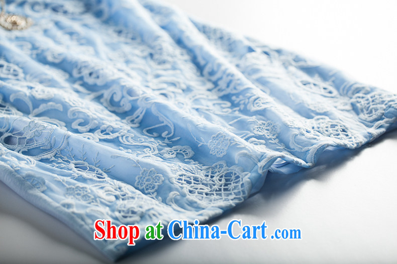 Connie's dream summer 2015 New Europe, larger female thick mm fashion yarn Web lace language spend an elegant short-sleeved dresses Y 3389 light blue XXXXL pictures, price, brand platters! Elections are good character, the national distribution, so why buy now enjoy more preferential! Health
