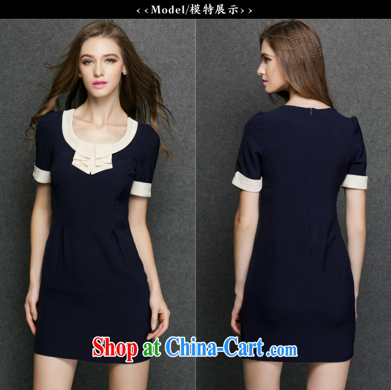 Connie's dream 2015 summer new products in Europe and America, the girl with thick mm aura collision color stitching cultivating short-sleeved dresses Y 3390 BMW blue XXXXL pictures, price, brand platters! Elections are good character, the national distribution, so why buy now enjoy more preferential! Health