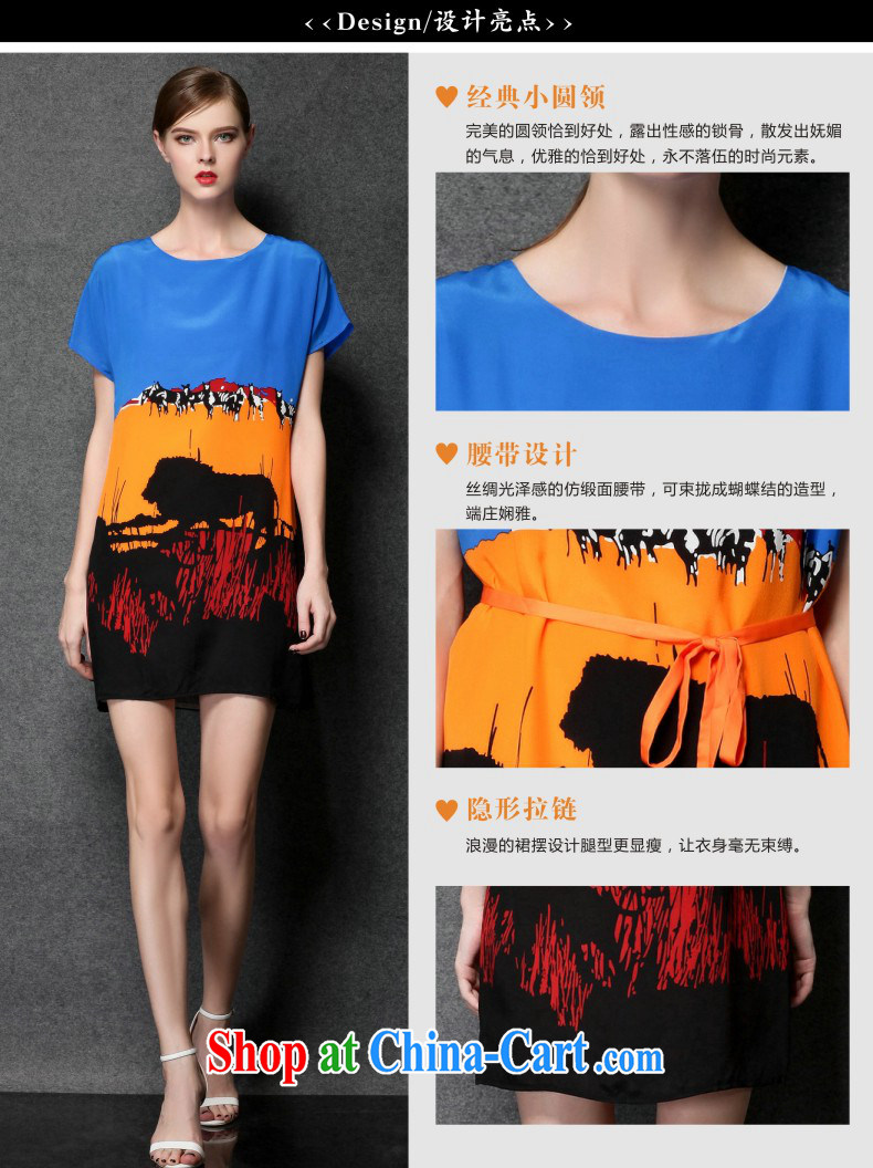 Connie's dream summer 2015 New Europe, larger female thick mm stylish stamp graphics thin strap dress Y 3391 blue XXXL pictures, price, brand platters! Elections are good character, the national distribution, so why buy now enjoy more preferential! Health
