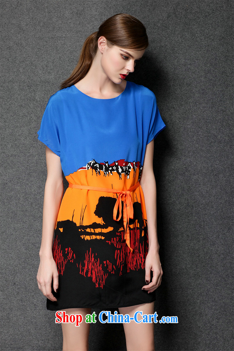Connie's dream summer 2015 New Europe, larger female thick mm stylish stamp graphics thin strap dress Y 3391 blue XXXL pictures, price, brand platters! Elections are good character, the national distribution, so why buy now enjoy more preferential! Health