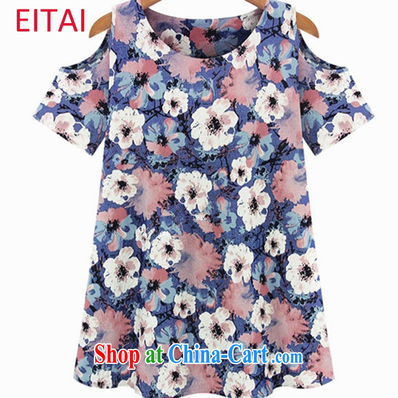 The EITAI Code women summer 2015, the fertilizer and cotton covered shoulders fat sister, long floral dress suit 4 XL