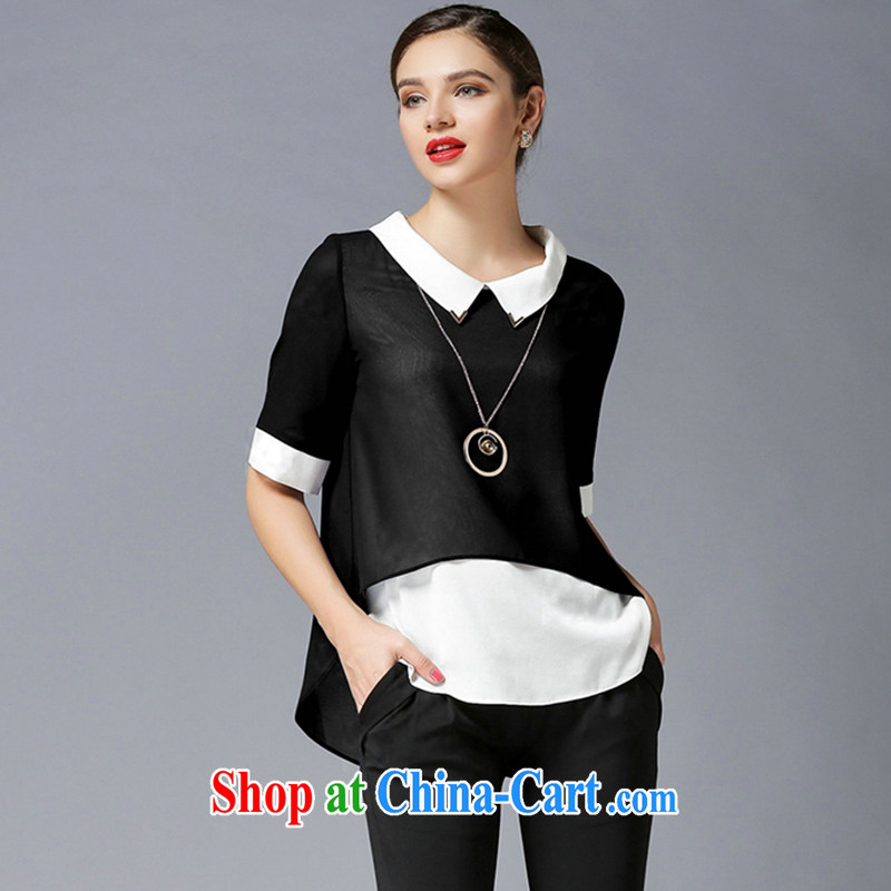 Connie's dream 2015 summer new Europe and North America, the girl with thick sister charisma doll for snow woven loose short-sleeved T-shirt girl Y 3393 black XXXXL, Anne's dream, shopping on the Internet