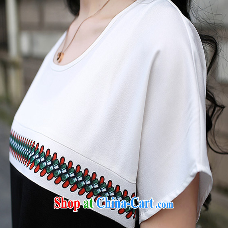 Tang year women dress in summer is the female short-sleeved, long skirt loose video thin stitching black and white/1765 2 XL 135 - 145 jack, Tang, and shopping on the Internet