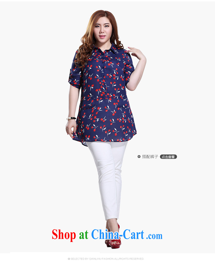 Slim Li-su 2015 summer new, larger clothes and stylish lapel stamp leisure 5 sub-cuff 100 ground snow in woven long long shirt T-shirt Q 8518 blue 5 XL pictures, price, brand platters! Elections are good character, the national distribution, so why buy now enjoy more preferential! Health