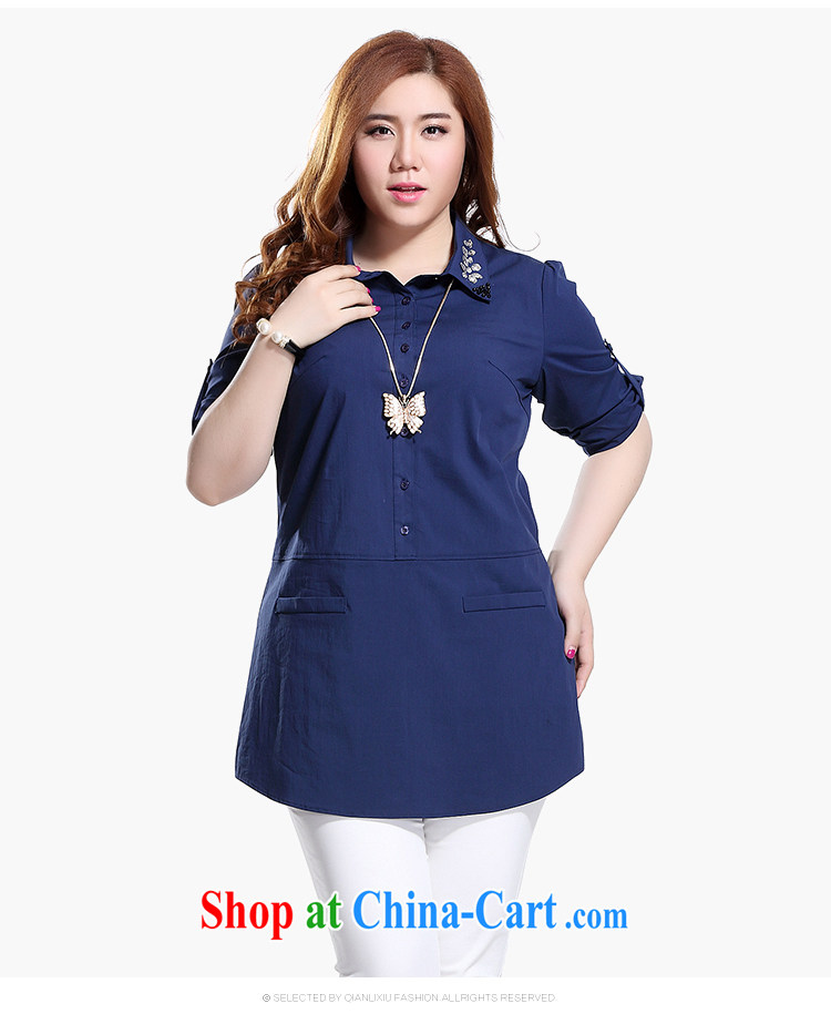 Slim Li-su 2015 summer new, larger female lapel pin manually inserts Pearl drill ground 100 Korean-pixel color-lounge shirt shirt Q 8525 Tibetan blue 5XL pictures, price, brand platters! Elections are good character, the national distribution, so why buy now enjoy more preferential! Health