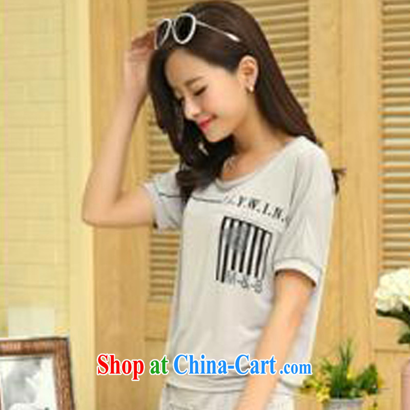 and Chuang Chuang 2015 summer, the code female Korean leisure short-sleeved new two-piece Sport Kits women 1806 gray XXXL, and strong and energetic, and shopping on the Internet