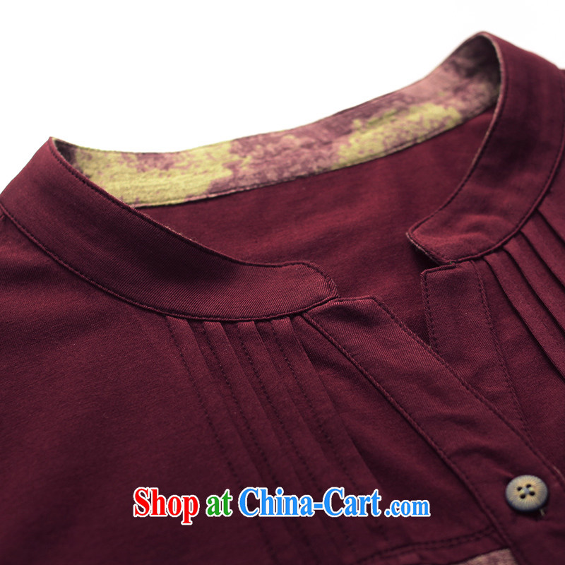 China DKchenpin winds, women with her mother, older female summer short sleeve loose shirt middle-aged women, T-shirt wine red 3 XL, DKCHENPiN, shopping on the Internet