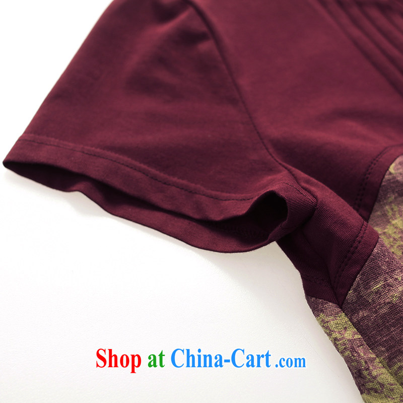 China DKchenpin winds, women with her mother, older female summer short sleeve loose shirt middle-aged women, T-shirt wine red 3 XL, DKCHENPiN, shopping on the Internet