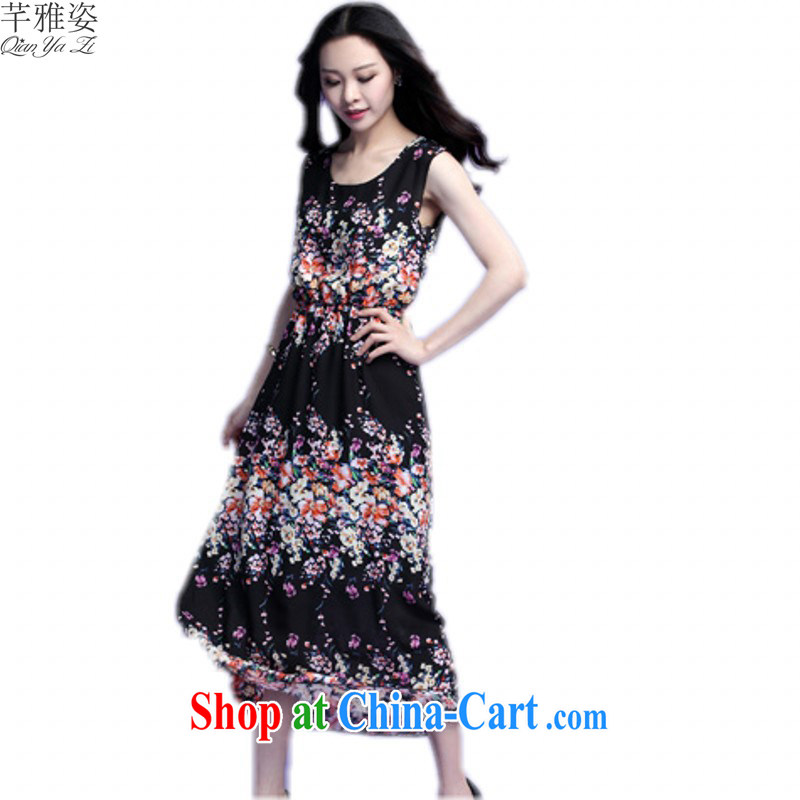 The payment is the XL bohemian floral long skirt fresh and elegant snow-woven dresses vest refreshing Beach Resort skirt OL thin dresses thick sister black 4XL approximately 170 - 185 jack
