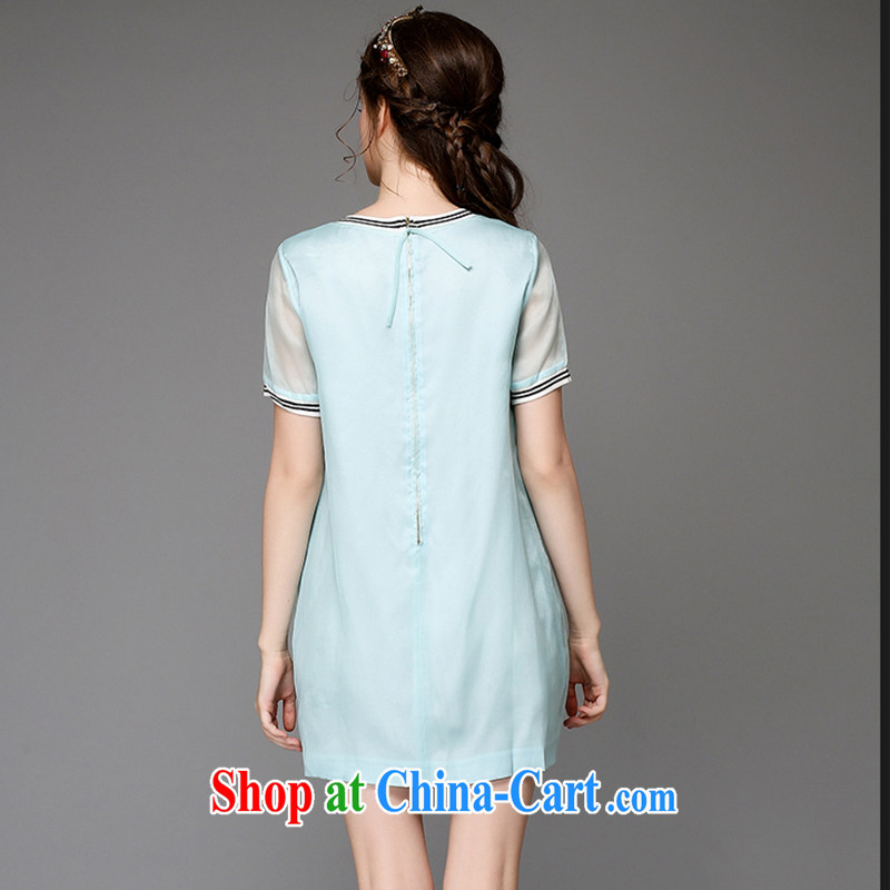 Hai Ying summer 2015 new Europe and the wind code female candy-colored short-sleeved fun high on-chip A field emulation, thick sister dresses A 710 blue 5 XL (large numbers) and sea-ying (seaying), online shopping