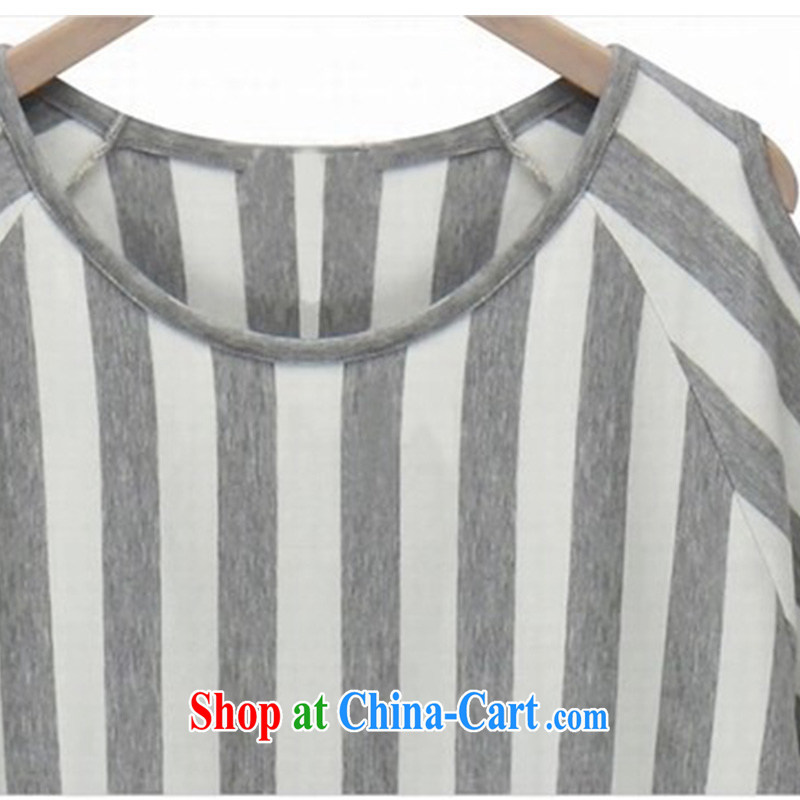 Yu's Sin City in Europe and America 2015 XL girls with relaxed your shoulders Sau San video thin vertical stripes 100 ground short-sleeved T-shirt summer black streaks 4 XL recommends that you 160 - 180 jack, Yu, for sin (yuerxianzi), online shopping
