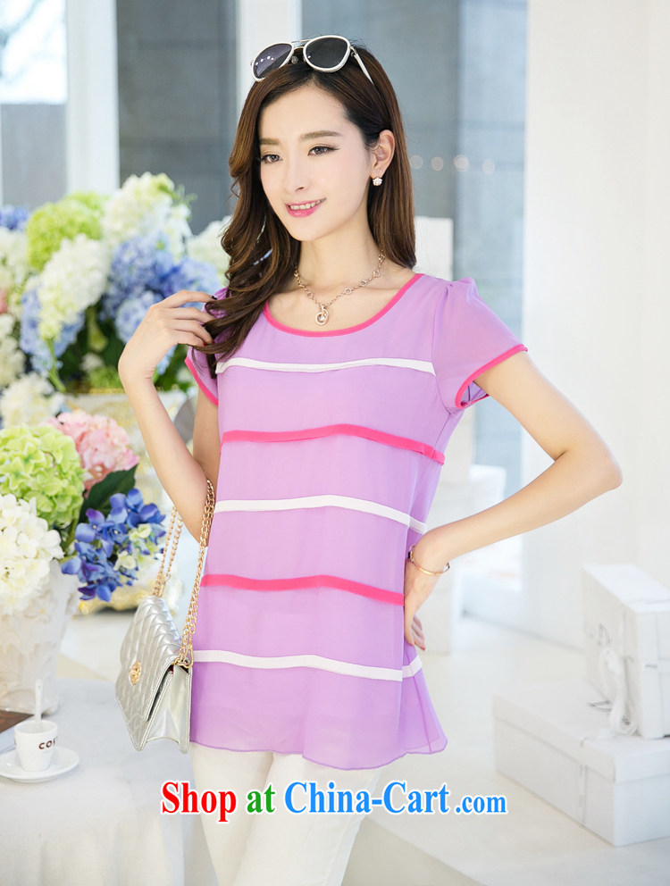 The surplus, summer 2015 new Korean version of the greater Code women Beauty streaked with snow woven shirts T-shirt #8685 violet XXL pictures, price, brand platters! Elections are good character, the national distribution, so why buy now enjoy more preferential! Health