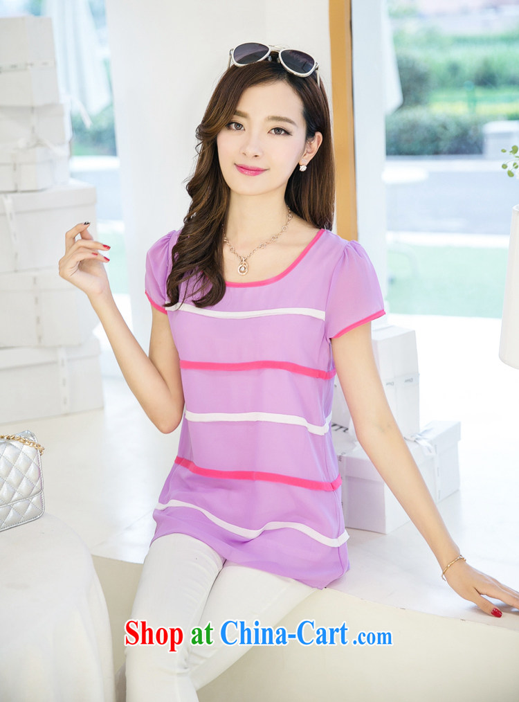 The surplus, summer 2015 new Korean version of the greater Code women Beauty streaked with snow woven shirts T-shirt #8685 violet XXL pictures, price, brand platters! Elections are good character, the national distribution, so why buy now enjoy more preferential! Health