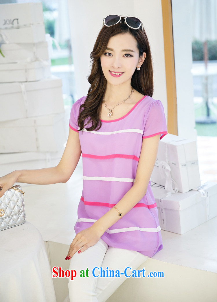 The surplus, summer 2015 new Korean version of the greater Code women Beauty streaked with snow woven shirts T-shirt #8685 violet XXL pictures, price, brand platters! Elections are good character, the national distribution, so why buy now enjoy more preferential! Health