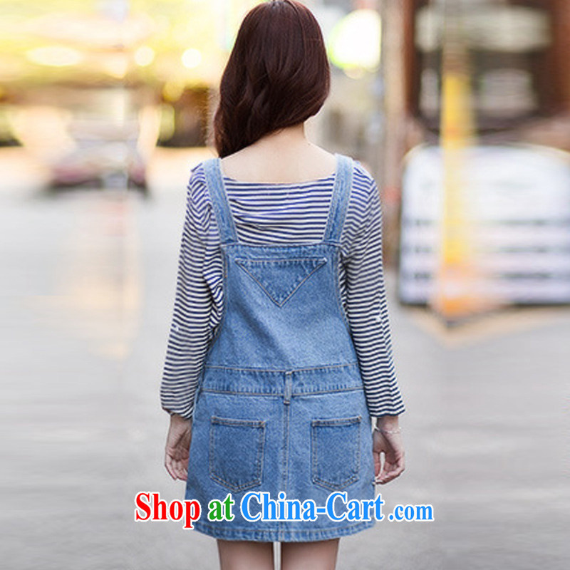 MissDonut larger female summer thick sister graphics thin, the fat increase Korean relaxed thick mm dresses 200 Jack jeans back skirt with large blue code 3XL weight 180 - 200 jack, MissDonut, shopping on the Internet