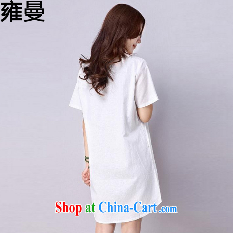 And, the Code women's clothing dresses 2015 summer new unit the water and ink stamp loose the code female Y 9066 white XL, and Cayman, shopping on the Internet
