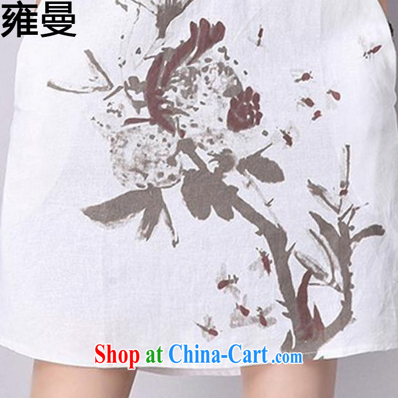 And, the Code women's clothing dresses 2015 summer new unit the water and ink stamp loose the code female Y 9066 white XL, and Cayman, shopping on the Internet