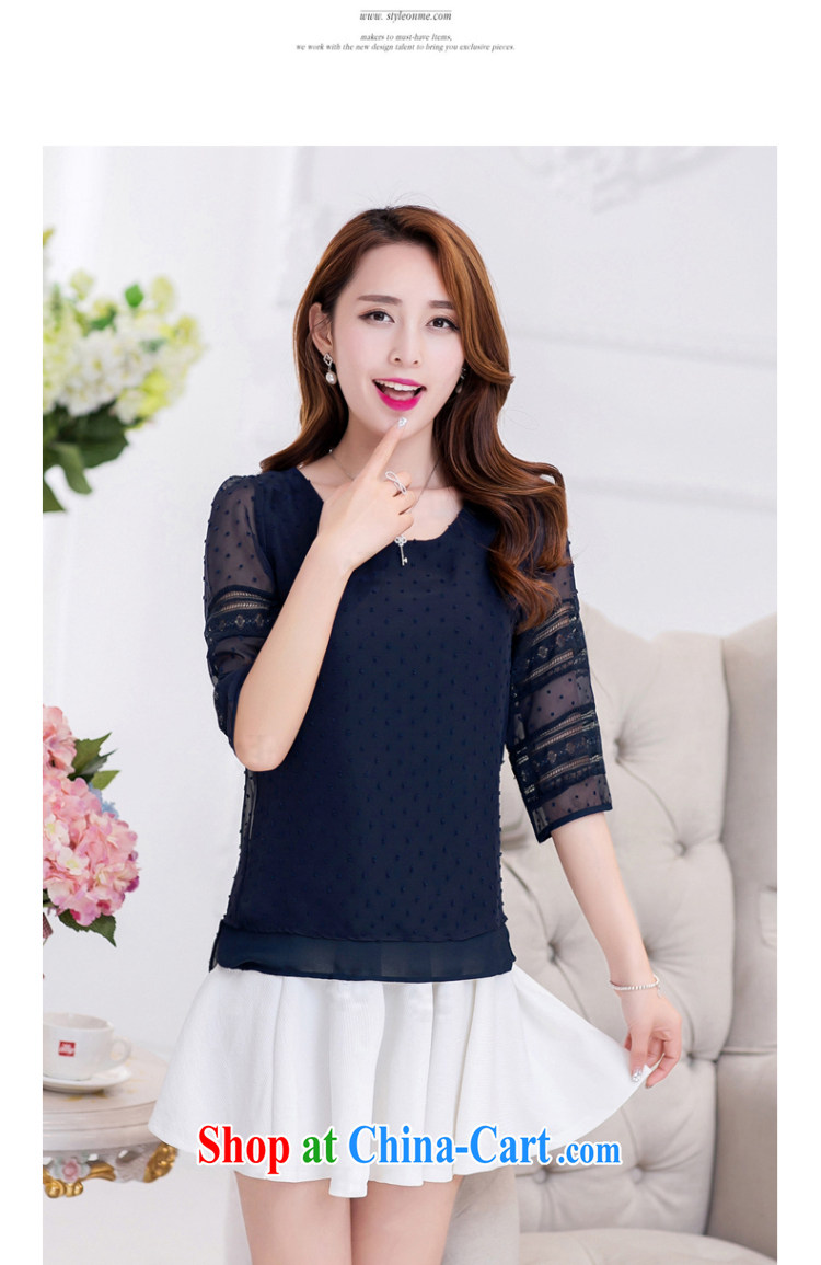 tea wafted Yu 2015 summer, the Korean version of the greater, female, long sleeves, lace snow woven shirts hidden cyan XXXXL pictures, price, brand platters! Elections are good character, the national distribution, so why buy now enjoy more preferential! Health