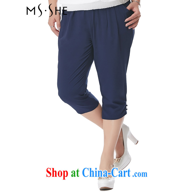 MSSHE XL ladies' 2015 summer New with elastic band waist 7 Castor, trouser press pre-sale 4209 blue T 6 - pre-sale on 20 June to the