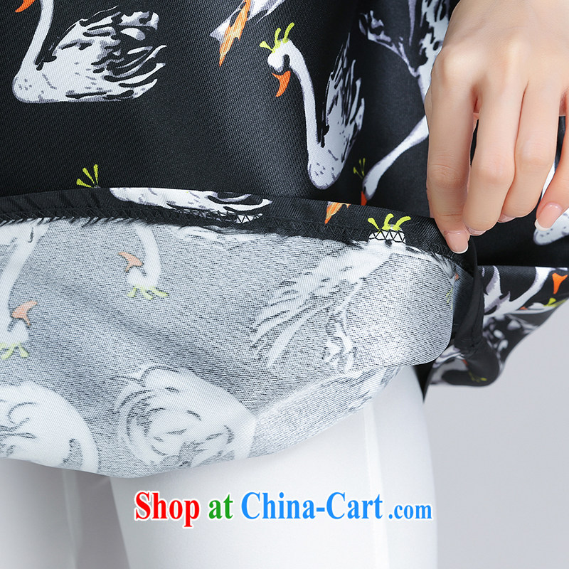 The Gore level, summer 2015 new Korean version 200 Jack the Code women mm thick loose Swan pictures dresses female black 4 XL, the United States and the quality products, and shopping on the Internet