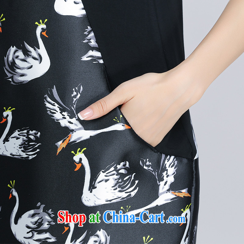The Gore level, summer 2015 new Korean version 200 Jack the Code women mm thick loose Swan pictures dresses female black 4 XL, the United States and the quality products, and shopping on the Internet