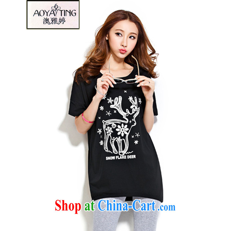 o Ya-ting 2015 summer New, and indeed increase, female fat mm video thin Korean version stamp the short-sleeved shirt T female black XL recommends that you 160 - 200 jack