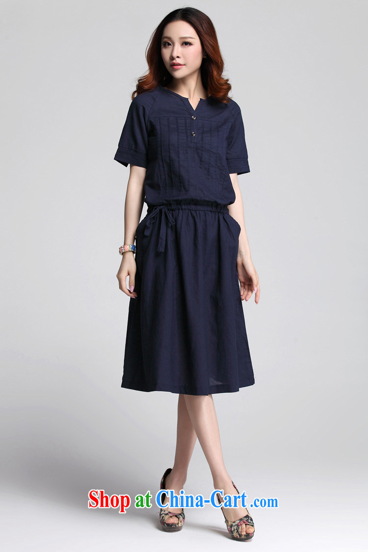 Loved new summer wear loose linen/cotton stitching Ethnic Wind thick, XL girls short-sleeved dress 3562 blue 4 XL pictures, price, brand platters! Elections are good character, the national distribution, so why buy now enjoy more preferential! Health
