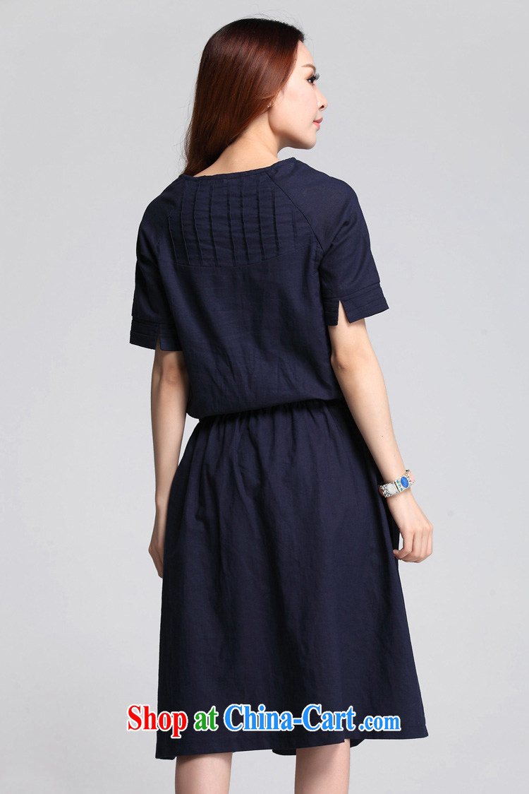 Loved new summer wear loose linen/cotton stitching Ethnic Wind thick, XL girls short-sleeved dress 3562 blue 4 XL pictures, price, brand platters! Elections are good character, the national distribution, so why buy now enjoy more preferential! Health