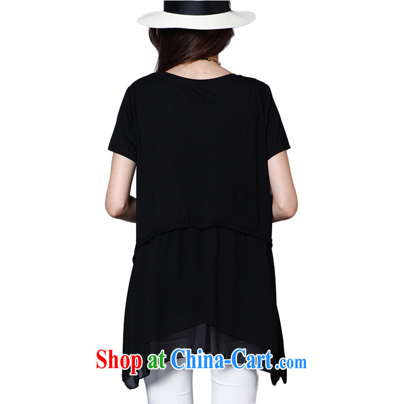 Lehman, 2015, Summer in Europe and America, new larger women is the increased emphasis on MM loose video thin stamp short-sleeved dresses 220 black XXXXL, Lehman Ronnie (LYMALON), shopping on the Internet