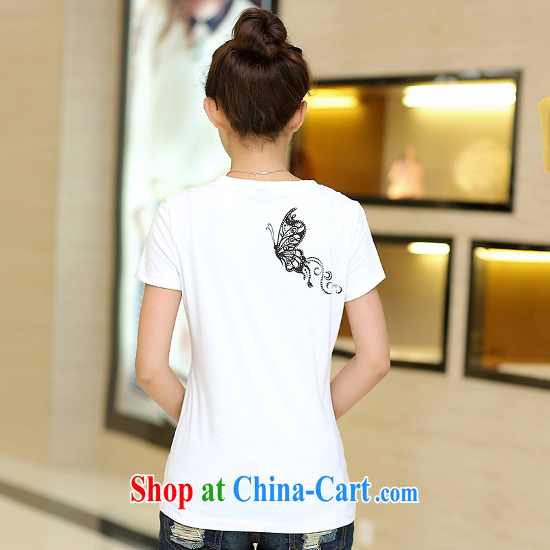 Australia, Robin 2015 summer lace stitching larger female solid shirt new minimalist buckle V short-sleeved room thick sister King female T shirt white 5XL (recommendations 185 - 200 jack), Australia, Robin (AOKROBIN), online shopping
