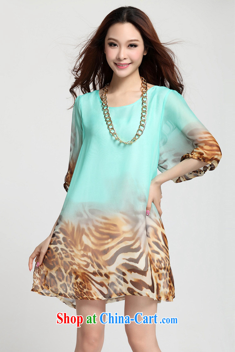 Cayman and Lai 200 Jack large, female summer short-sleeved 2015 summer new female fat sister and indeed intensify lantern cuff loose Leopard butterfly gray XXXL pictures, price, brand platters! Elections are good character, the national distribution, so why buy now enjoy more preferential! Health