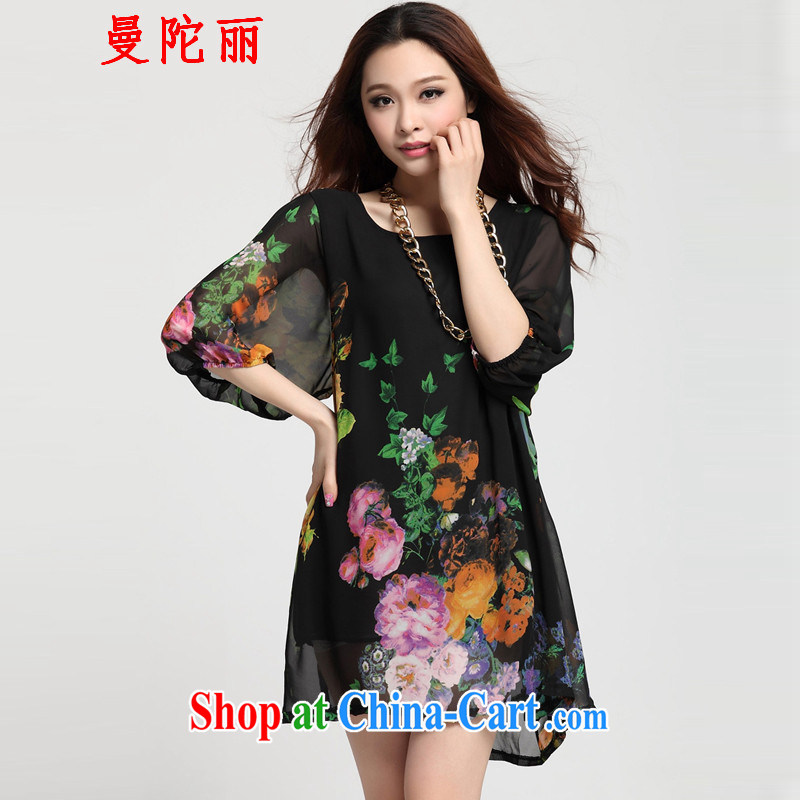 Cayman Islands, Gibraltar and 200 Jack large, female summer short-sleeved 2015 summer new female fat sister and indeed intensify lantern cuff loose Leopard butterfly gray XXXL, Cayman and Lai, shopping on the Internet