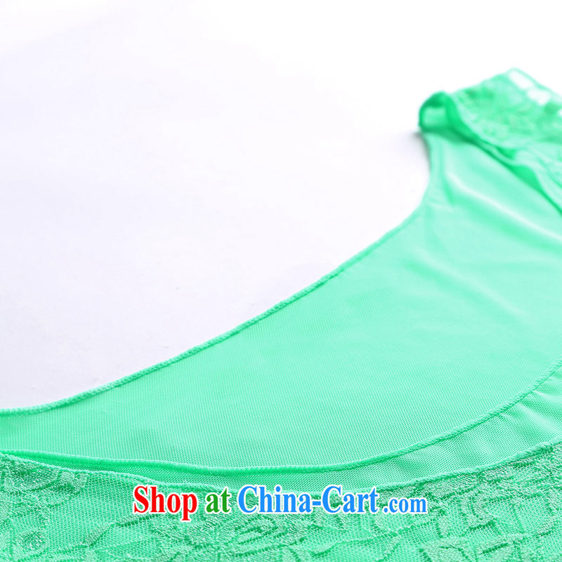 MSSHE XL girls 2015 new summer stretch Web lace solid color T-shirt T-shirt 2713 mint green 3 XL, Susan Carroll, Ms Elsie Leung Chow (MSSHE), online shopping