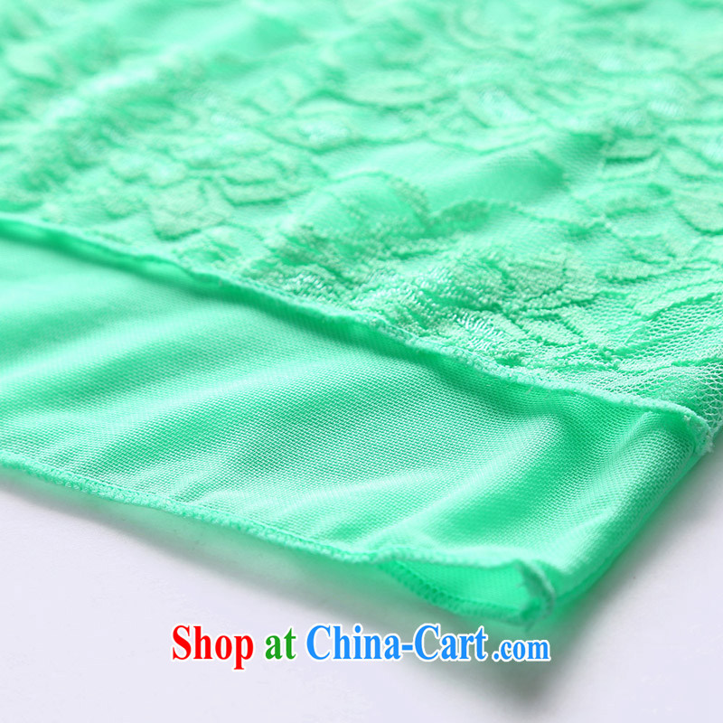 MSSHE XL girls 2015 new summer stretch Web lace solid color T-shirt T-shirt 2713 mint green 3 XL, Susan Carroll, Ms Elsie Leung Chow (MSSHE), online shopping
