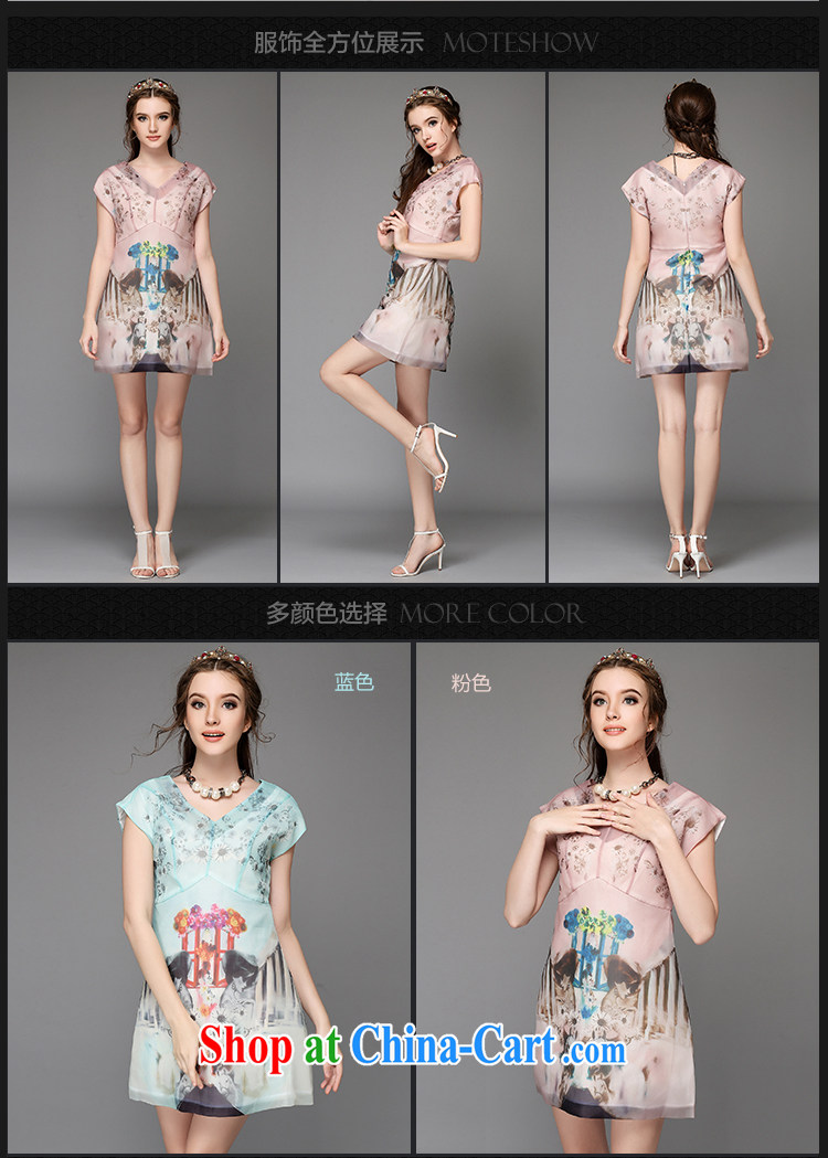 Connie's dream 2015 in Europe and new, high-end large, female summer mm thick aura stamp V collar short-sleeved emulation Silk Dresses G 729 pink XL pictures, price, brand platters! Elections are good character, the national distribution, so why buy now enjoy more preferential! Health