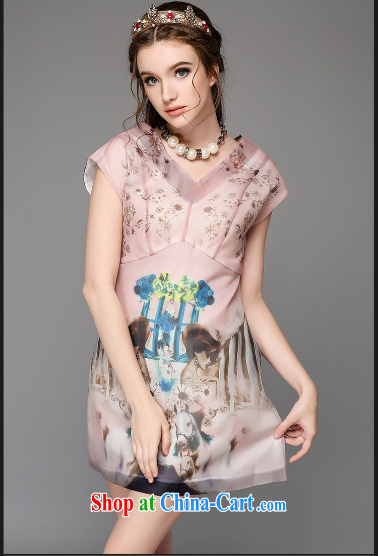Connie's dream 2015 in Europe and new, high-end large, female summer mm thick aura stamp V collar short-sleeved emulation Silk Dresses G 729 pink XL pictures, price, brand platters! Elections are good character, the national distribution, so why buy now enjoy more preferential! Health