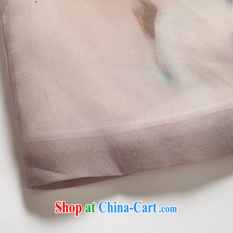 Connie's dream in Europe 2015 new high-end large, female summer mm thick aura stamp V collar short-sleeved emulation, dresses G 729 pink XL, Connie dreams, and shopping on the Internet