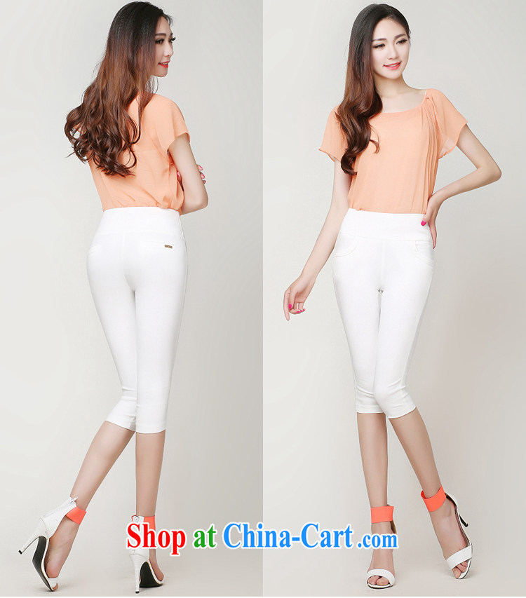 Shu, Shi and stylish ultra-large, high-waist candy color 7 pants summer Ms. pants 100 ground graphics thin solid pants stretch pants middle-aged large thick mother comfortable, breathable white XXL pictures, price, brand platters! Elections are good character, the national distribution, so why buy now enjoy more preferential! Health