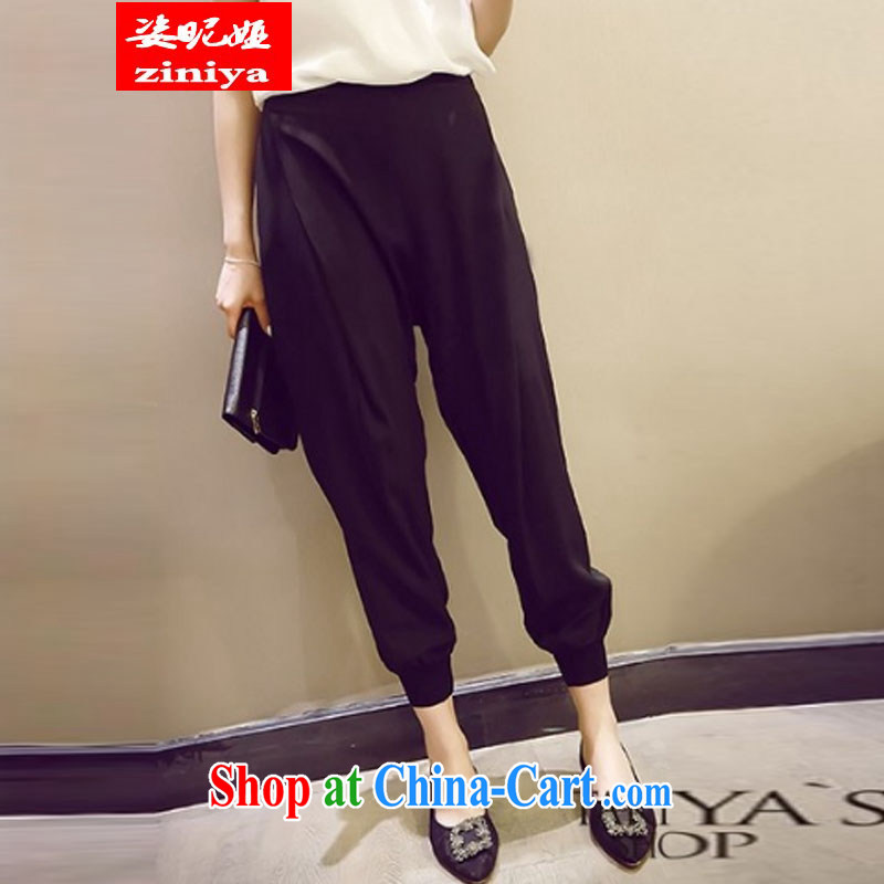 Colorful nickname Julia XL summer Korean thick sister 2015 spring new thick mm relaxed, casual pants graphics thin Tibetan meat black XXXXL, colorful nicknames, and shopping on the Internet