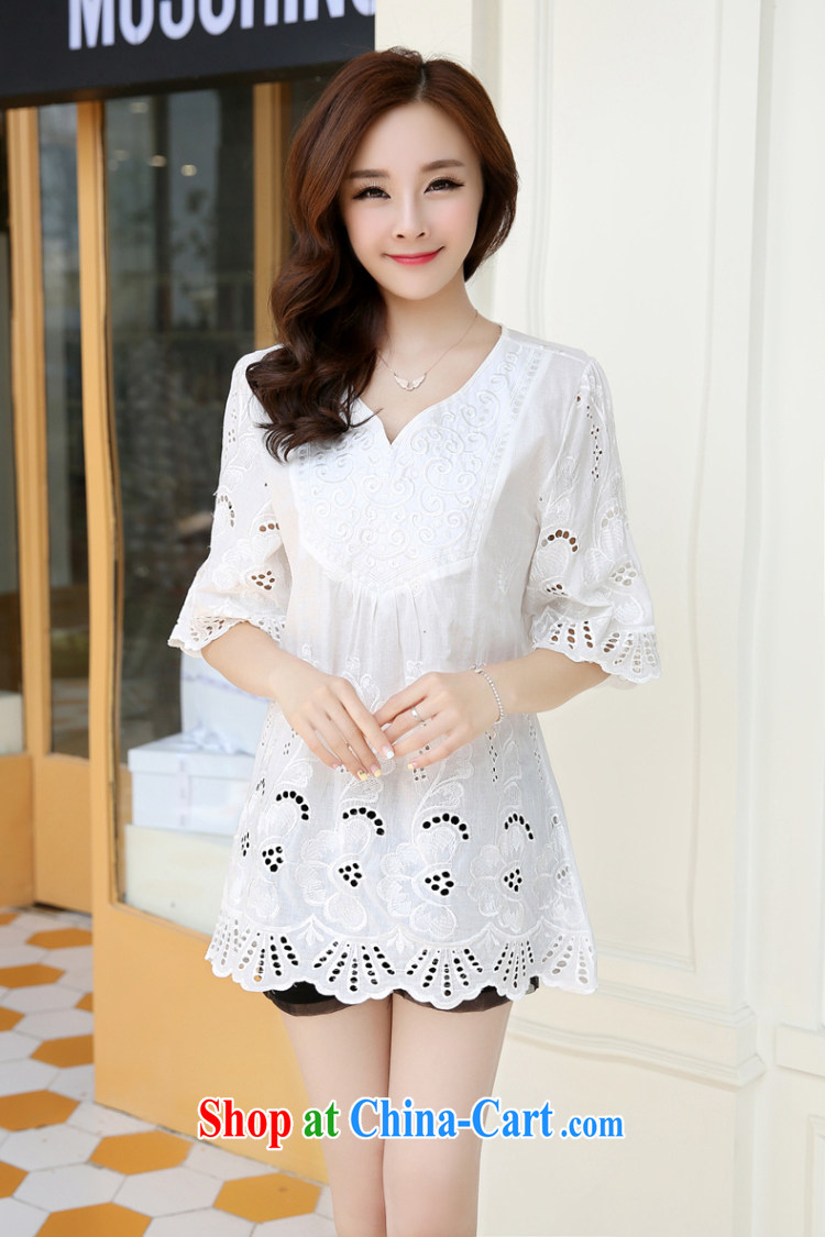 of the speakers, female Ethnic Wind female embroidery and indeed increase T-shirt loose video thin summer T-shirt thick mm dress cotton short-sleeved 1021 white XXL 155 - 185 Jack pictures, price, brand platters! Elections are good character, the national distribution, so why buy now enjoy more preferential! Health