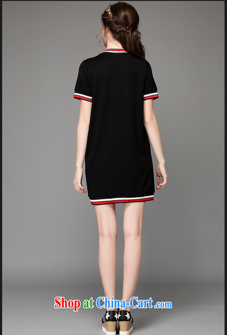 The Connie was a high-end European and American large, female summer 2015 new thick mm knocked color thread round style, stitching short-sleeved dresses G 736 black 4XL pictures, price, brand platters! Elections are good character, the national distribution, so why buy now enjoy more preferential! Health