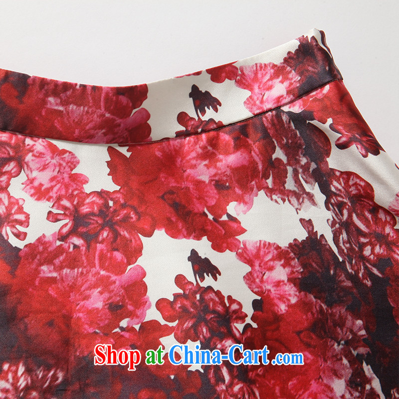 Connie's dream summer 2015 installation of new, high-end European and American large Code women mm thick a field for your shoulders short-sleeved shirt T female floral skirts package dresses G 723 red 3XL, Connie dreams, shopping on the Internet
