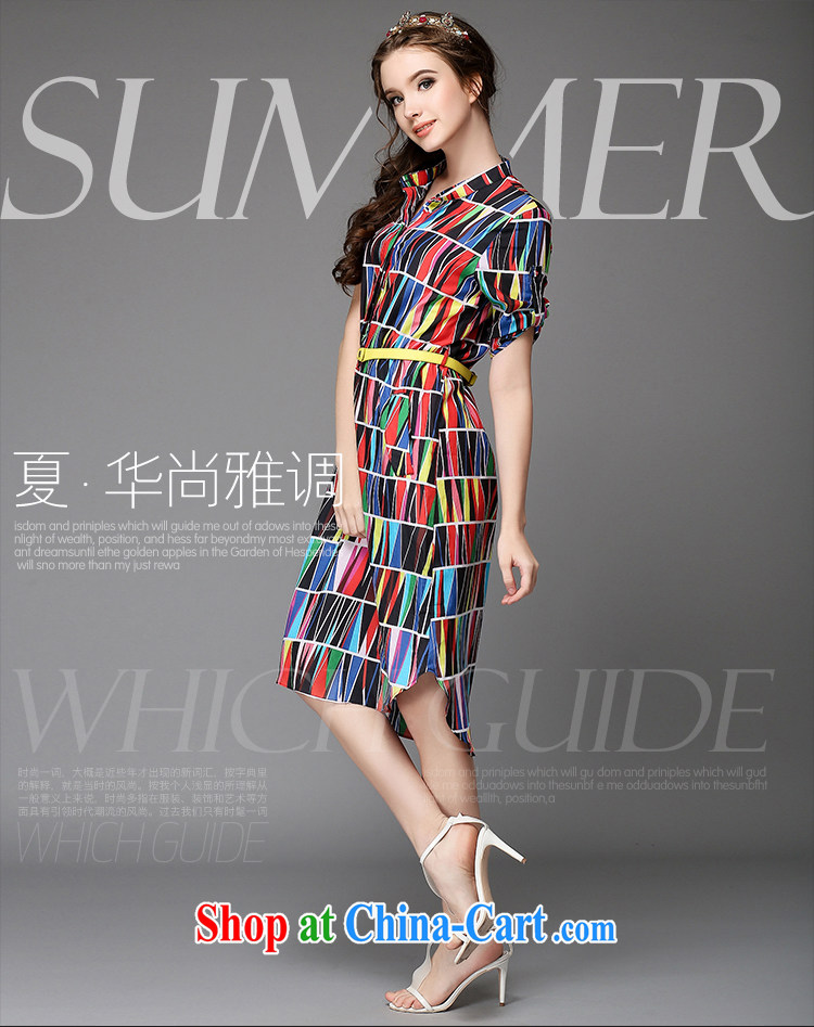 Connie's dream 2015 summer new, high-end European and American large Code women mm thick color collision geometry stamp long shirt skirt loose video thin dresses G suit 726 5 XL pictures, price, brand platters! Elections are good character, the national distribution, so why buy now enjoy more preferential! Health
