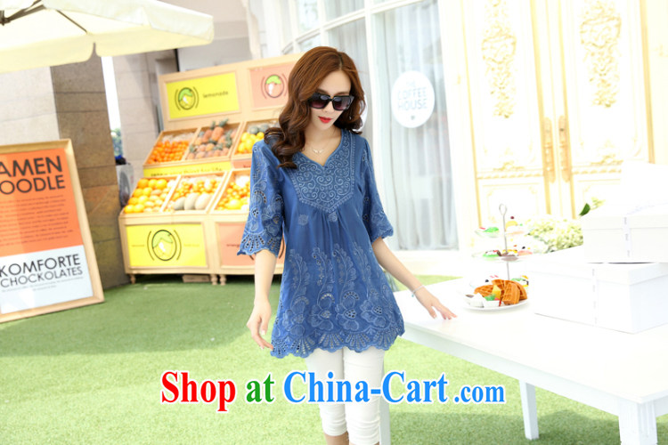 The first 7 times the code dress dresses Ethnic Wind female embroidery the fat and loose video thin summer T-shirt thick mm dress cotton short-sleeved 1021 blue L 90 - 135 Jack pictures, price, brand platters! Elections are good character, the national distribution, so why buy now enjoy more preferential! Health