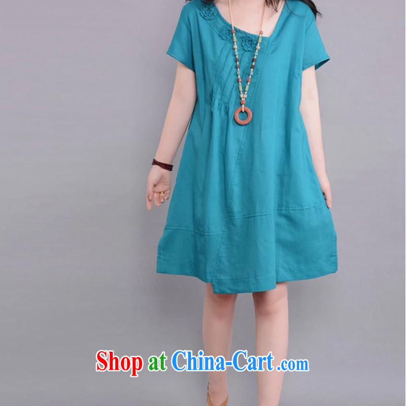 card-based Van Gogh, the Code women summer 2015 the code female thick MM short-sleeved leisure solid-colored loose dress blue lake L, card-based Van Gogh (CAKIFANLON), online shopping