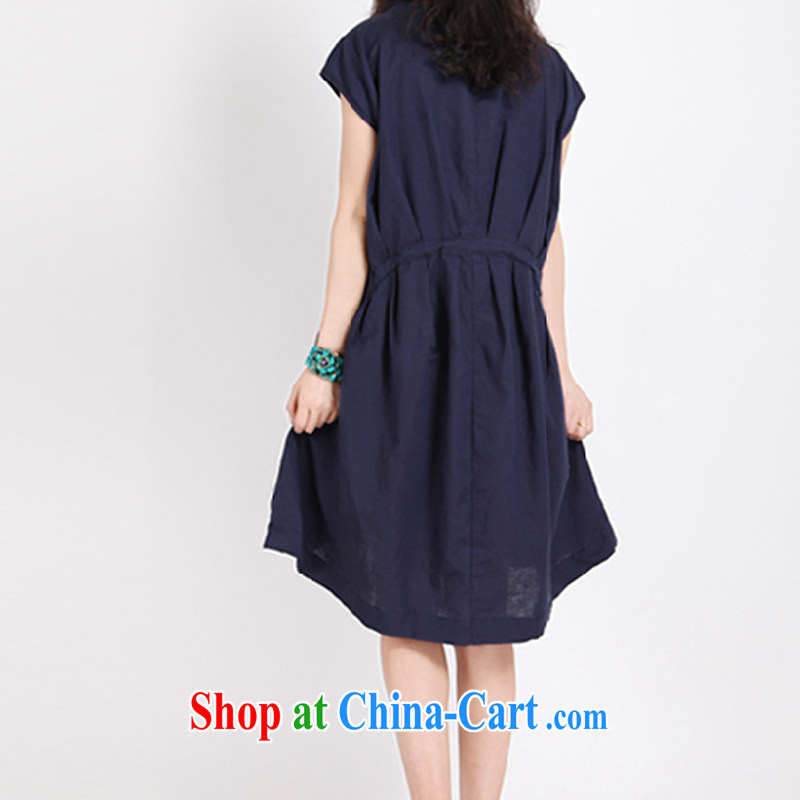 card-based Van Gogh, the Code women's clothing 2015 summer sum leisure loose the code water and ink stamp duty cotton Ma short-sleeved dresses hidden cyan XXL, card, Van Gogh (CAKIFANLON), shopping on the Internet