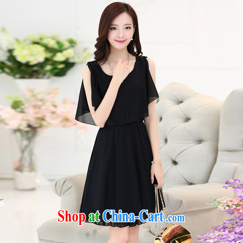 According to perfect summer 2015 new Korean style female decoration, graphics thin bare shoulders flouncing cuff larger snow woven dresses female Y 2315 black 3 XL, according to perfect (Yibofei), and, on-line shopping