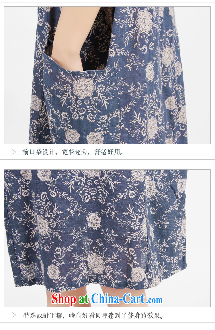 Mechilado summer 2015 new Korean version Stylish large, female stamp art van loose cotton the round-collar short-sleeve dress 3036 blue XXL pictures, price, brand platters! Elections are good character, the national distribution, so why buy now enjoy more preferential! Health
