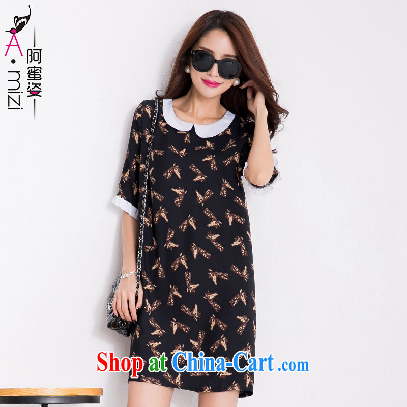 The honey beauty mm thick larger women summer 2015 new the fat dress dolls for cultivating graphics thin skirts 9290 thick black XXL, honey, and, shopping on the Internet