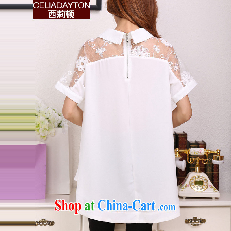 Cecilia Medina Quiroga and Macedonia is indeed increase code 200 Jack female 2015 summer mm thick sister new relaxed, long graphics thin ice woven shirts fat MA short-sleeved lace shirt black XXXL, Cecilia Medina Quiroga (celia Dayton), online shopping